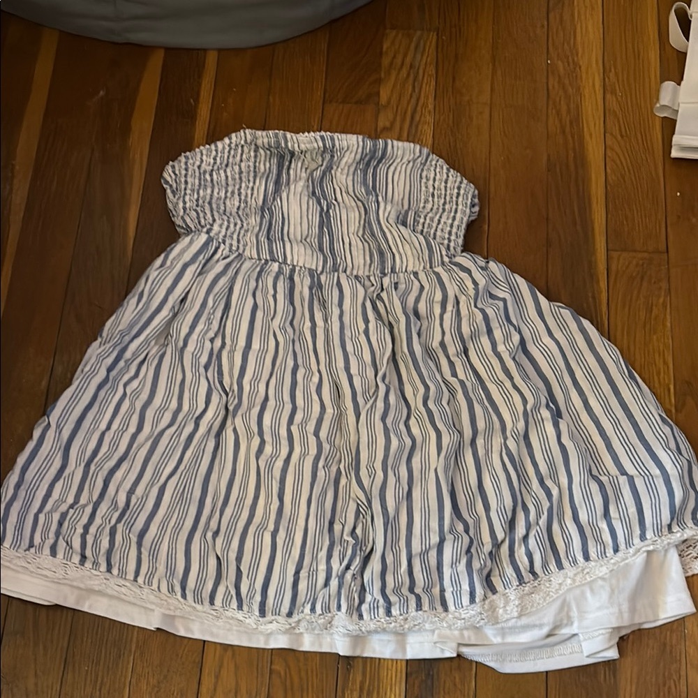 Blue and White Striped Women’s Dress- very stretchy small